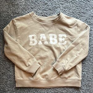 Kids Tan Sweatshirt with 'Babe' Print